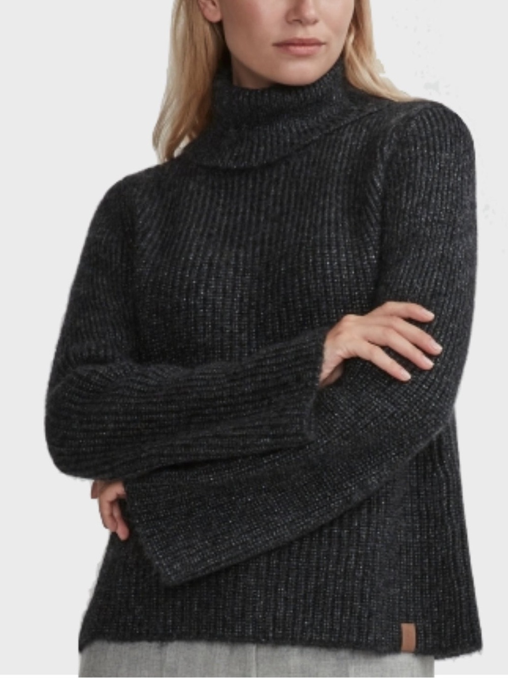 Holebrook Sweden Tove Rollneck Sweater Anthracite Ribbed Knit Flare Sleeve S